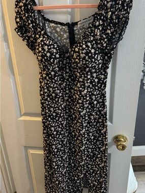 Madden Girl Black Dress with Cream Floral Print